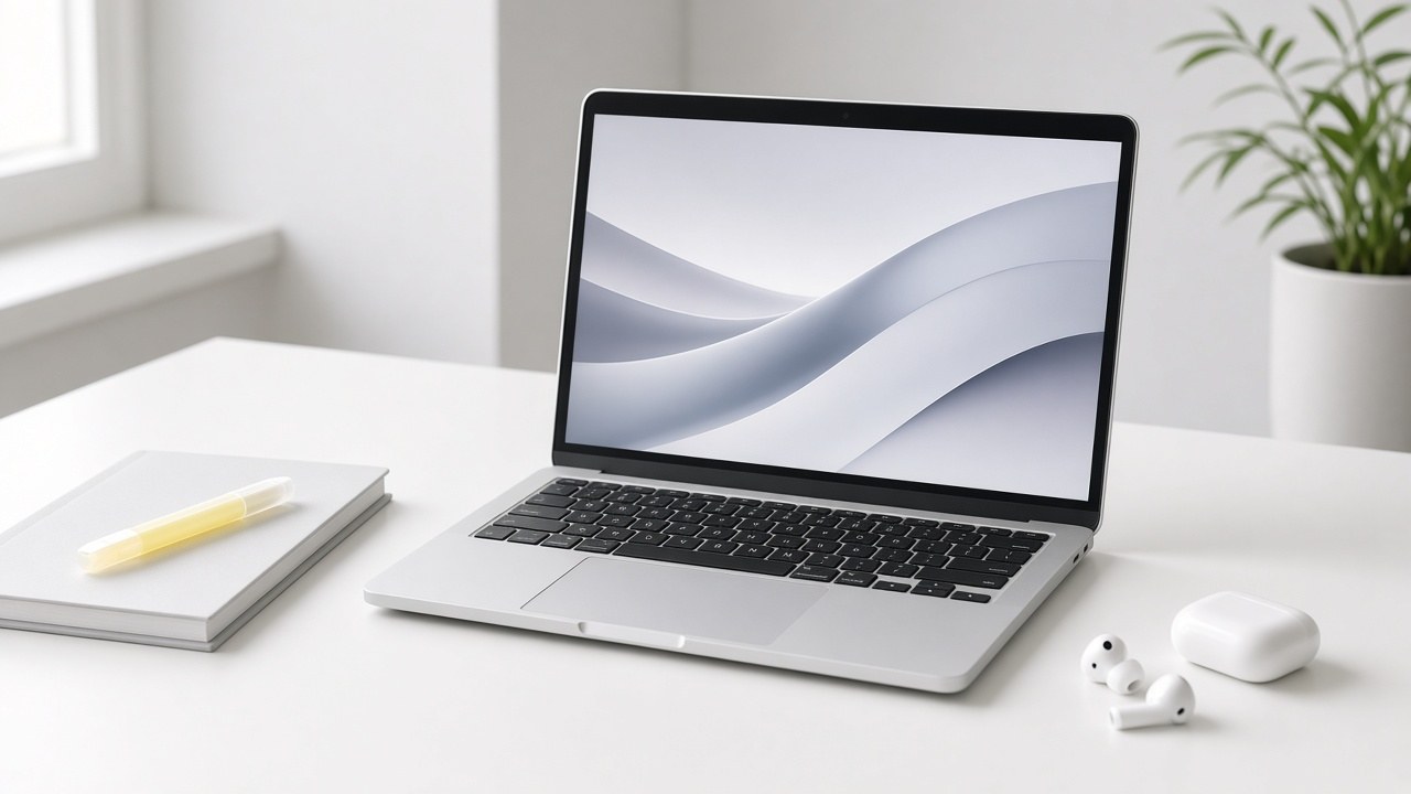 MacBook en escritorio de estudio